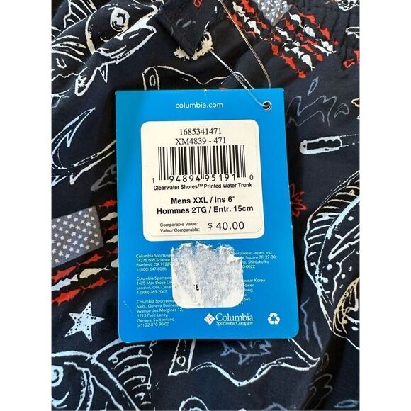 NWT Columbia PFG Super Backcast Water Short Collegiate Navy Americana Fishing Me - Picture 5 of 7